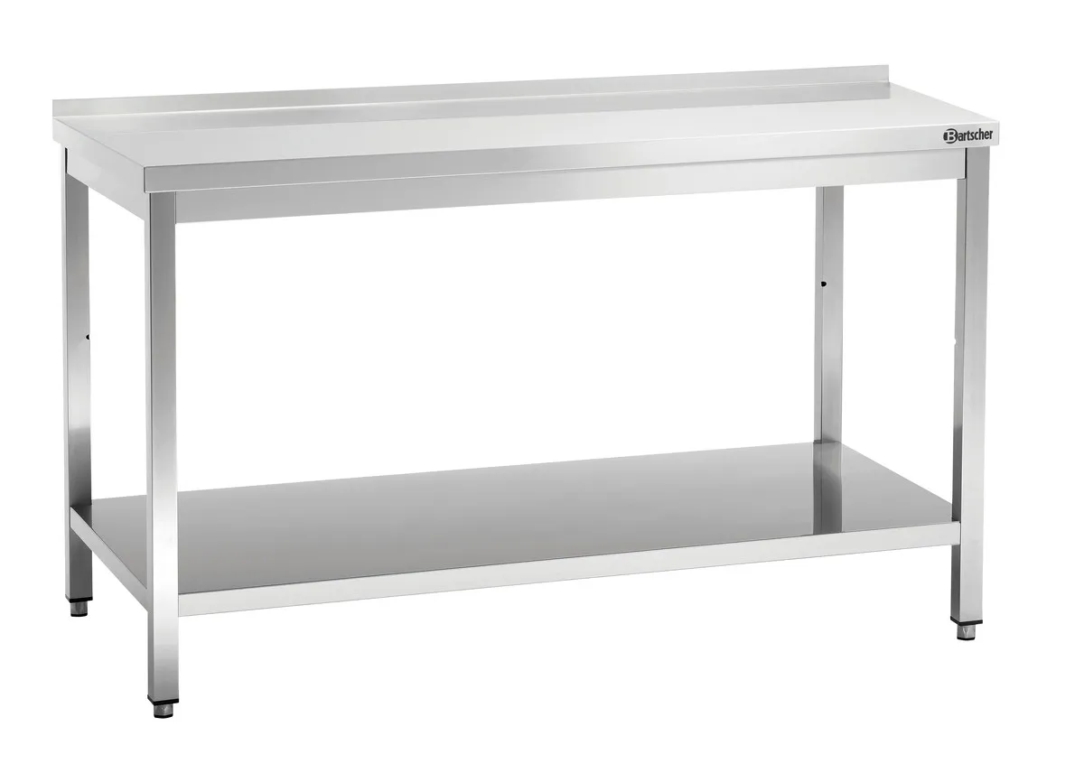 Mesa de Trabalho Inox com Prateleira Inferior e Backsplash - P 700 mm - L 1600 mm