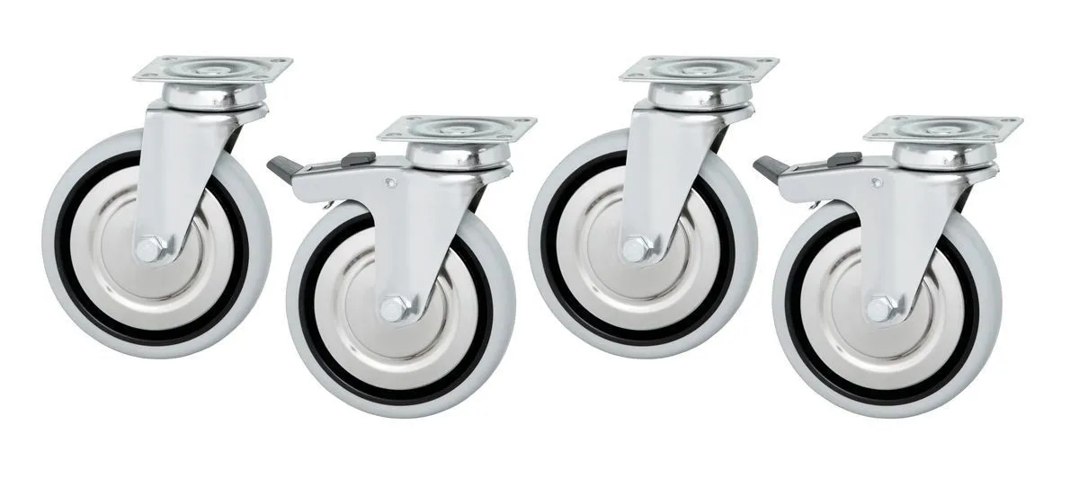 Rodas para Móvel Inox Baixo e Armário Aquecido - Conjunto de 4