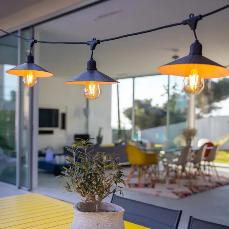 Guirlanda de Luz Solar com Abajur de Aço 6 m - Vinty Light Solar