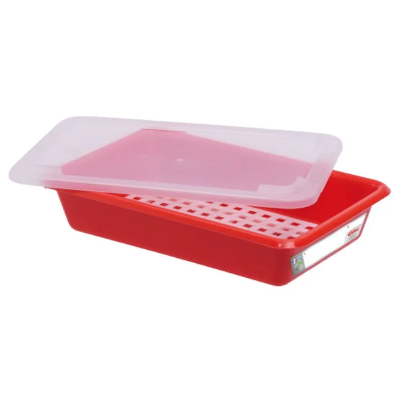 Bac Plano 3L Haccp Vermelho + Tampa + Grelha