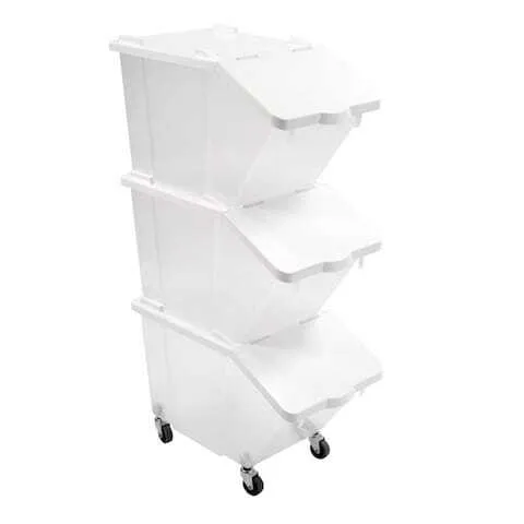 Conjunto de 3 Caixas para Ingredientes 30L + Tampas + 4 Rodas
