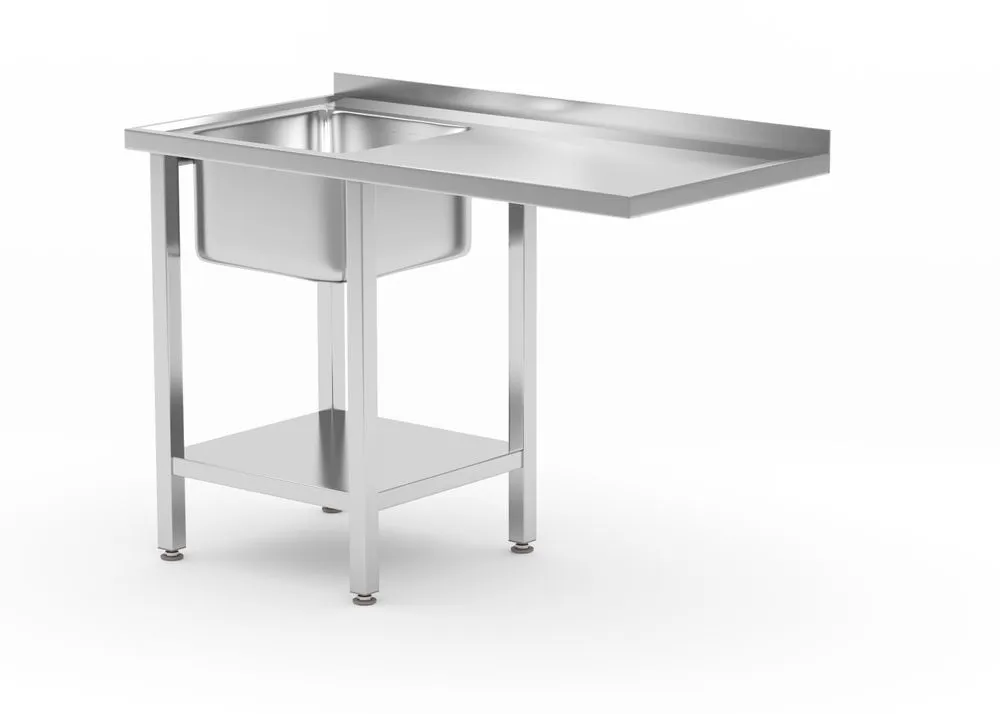 Mesa de Carregamento para Lava-louças com Pia à Direita e Prateleira