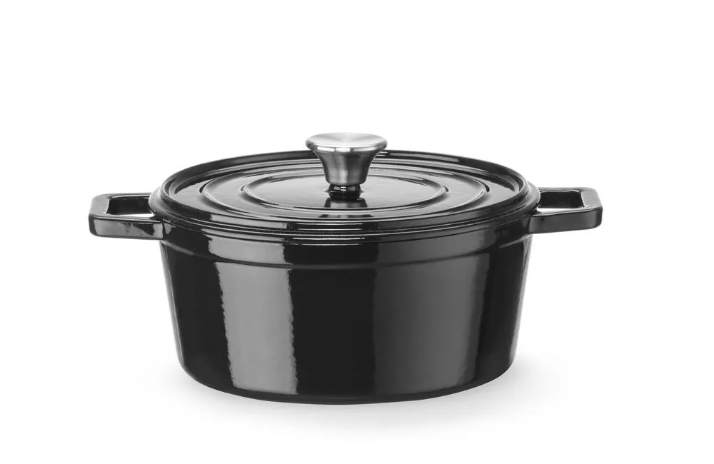 Cocotte em Ferro Fundido Esmaltado Redonda Preta - 3,7 L