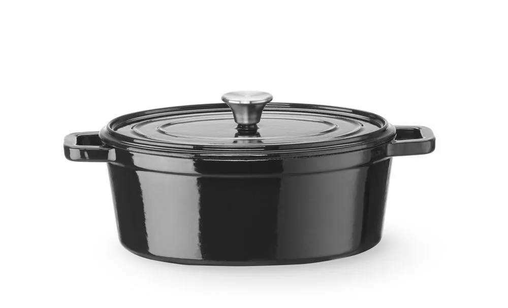 Cocotte em Ferro Fundido Esmaltado Oval Preto - 4,4 L