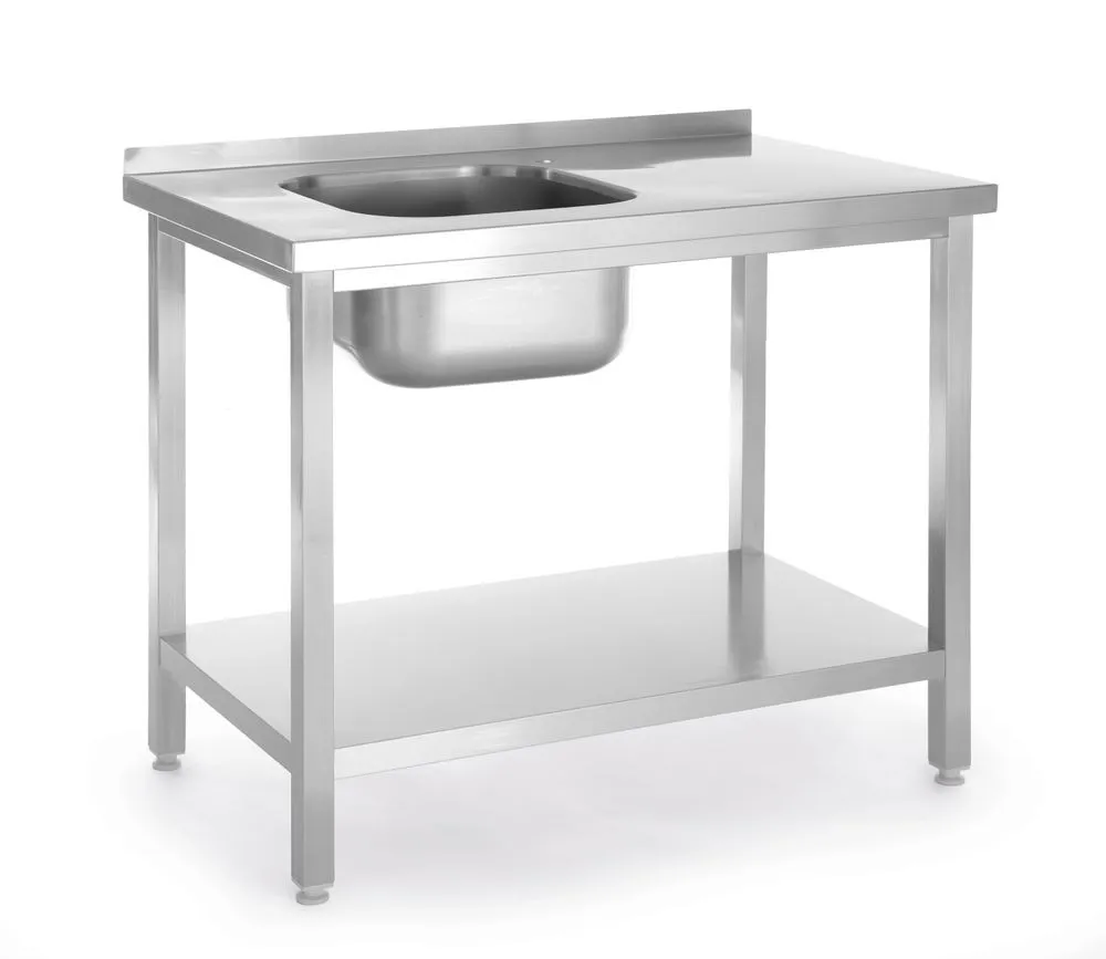 Bancada com 1 Cuba à Esquerda Kitchen Line com Prateleira - P 600 x L 800 mm