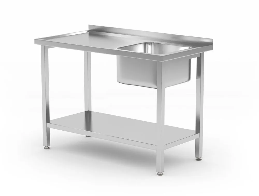 Bancada com 1 Cuba à Direita Kitchen Line com Prateleira - P 600 x L 1000 mm