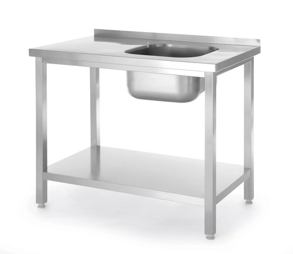 Bancada com 1 Cuba à Esquerda Kitchen Line com Prateleira - P 600 x L 1000 mm
