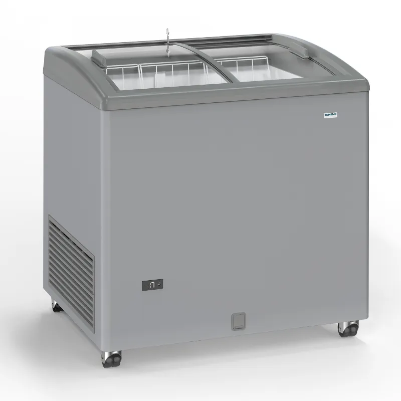 Congelador Aspecto Inox com Portas de Vidro Deslizantes - 170 L - Recondicionado