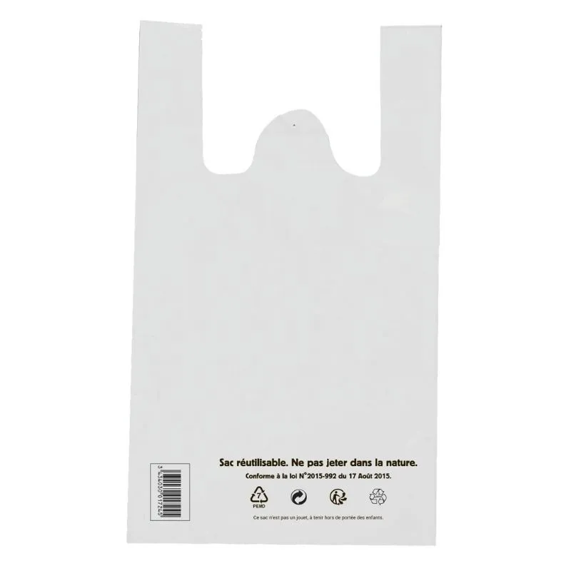 Saco de alças reutilizável branco - 21 L - Pacote de 100