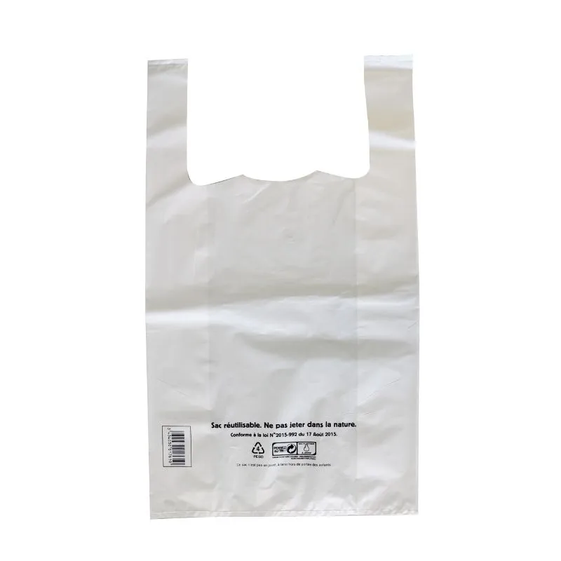 Saco Alça Reutilizável Branco - 10 L - Pacote com 500