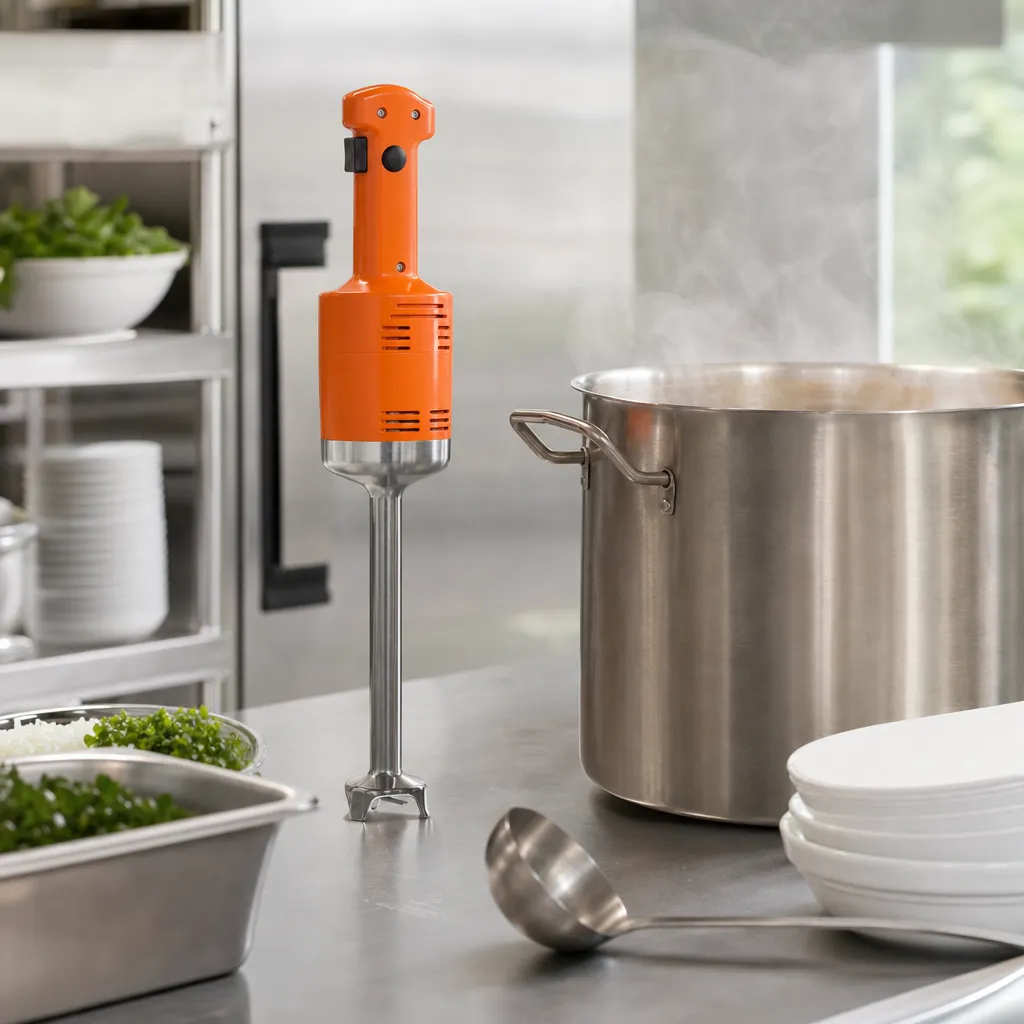 Varinha Mágica Profissional 12 000 rpm, Pé Aço, Cubas 5 a 25 L, Sopas, Molhos, Purés