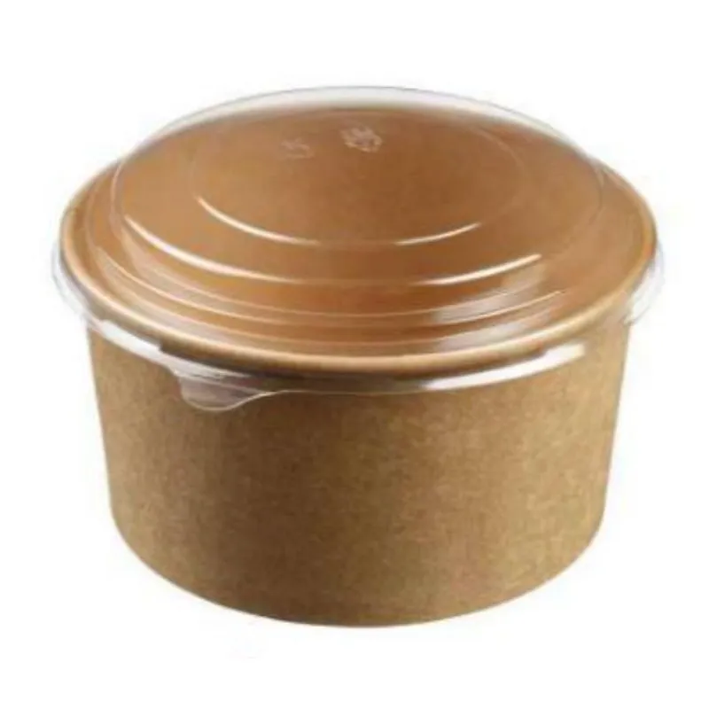Tigela de salada de papel Kraft com tampa - 1000 ml - ø 149 mm - Conjunto de 25
