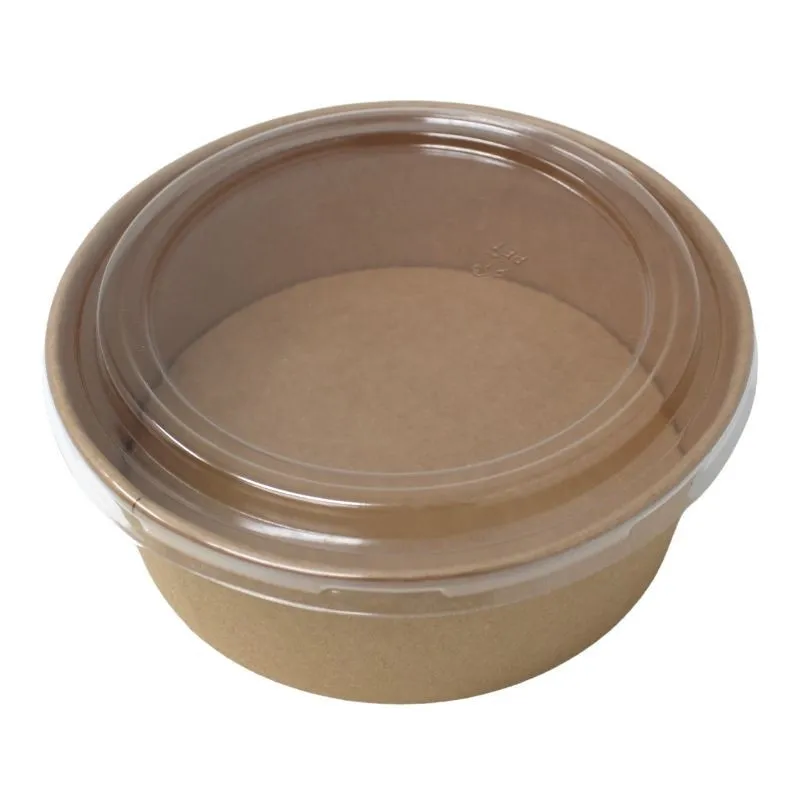 Tigela de Salada Kraft 1300 ml Ø 185 mm com Tampa PET Transparente, Redonda, Lote de 300
