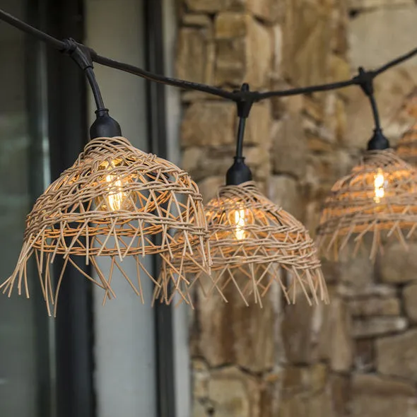Guirlanda de Luz Externa com Abajur de Rattan 6 m - Hawai Light