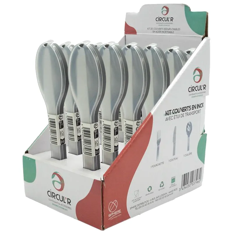 Kit Talheres em Inox em Expositor - Lote de 12 Talheres