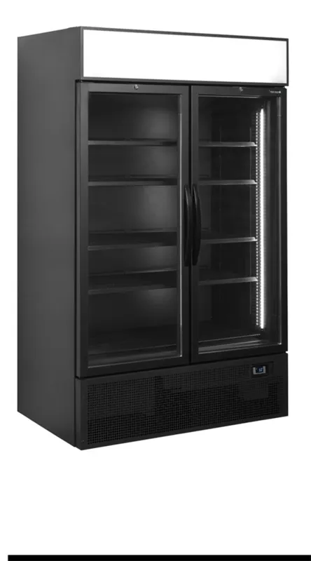 Armadura Refrigerada Preta com Canopy - 2 Portas de Vidro - 645 L