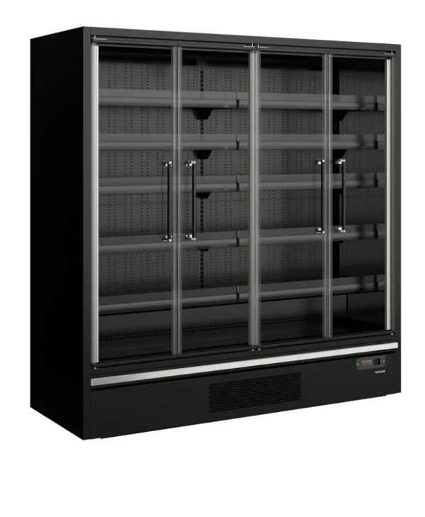 Vitrine Refrigerada de Supermercado Preta - 4 Portas de Vidro - 943 L