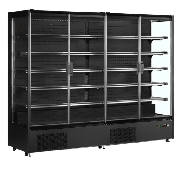 Vitrine Refrigerada de Supermercado Preta - 4 Portas de Vidro - 1529 L