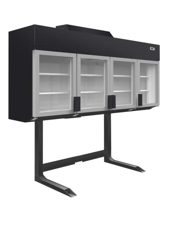 Congelador Armário de Parede de Supermercado Preto - 4 Portas - 650 L