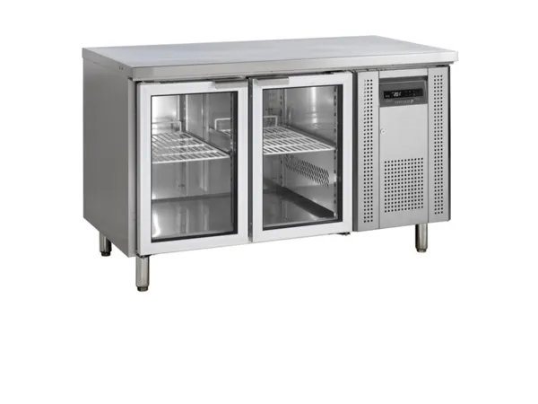 Mesa Refrigerada Positiva em Inox - 2 Portas de Vidro - GN 1/1