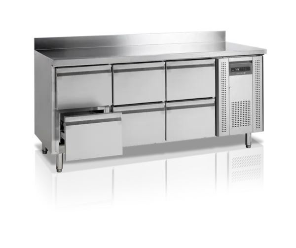 Mesa Refrigerada Positiva com Backsplash em Inox - 6 Gavetas GN 1/1