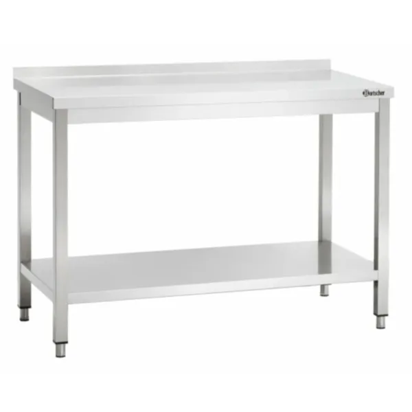 Mesa Inox com Backsplash - L 1400 x P 600 mm