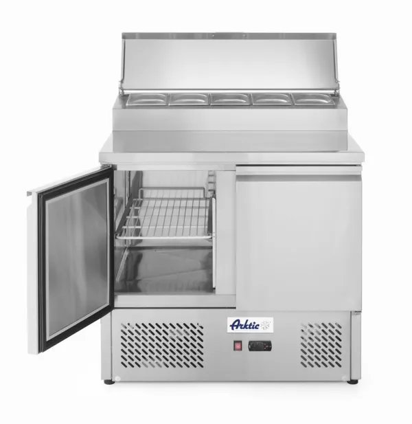 Balcão de Preparação para Pizzas ou Saladas com Vitrine Refrigerada - 300 L - 5 Cubas GN 1/6
