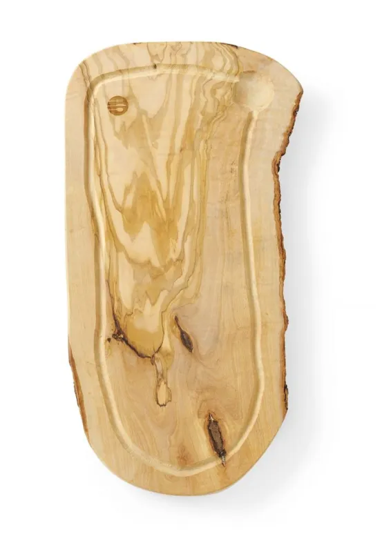 Tábua de corte com canaleta em madeira de oliveira - 400 x 250 mm