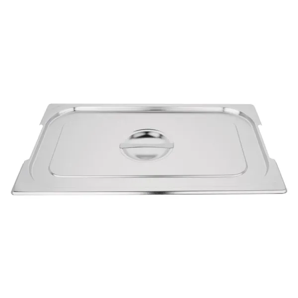 Tampa GN 1/1 em aço inoxidável com entalhes para bandeja com alças