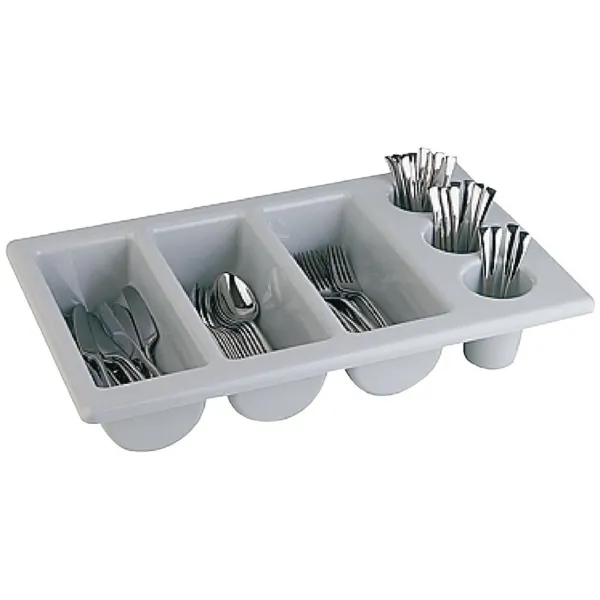 Bandeja de Talheres Cinza com 6 Compartimentos GN 1/1 - 325 x 530 mm