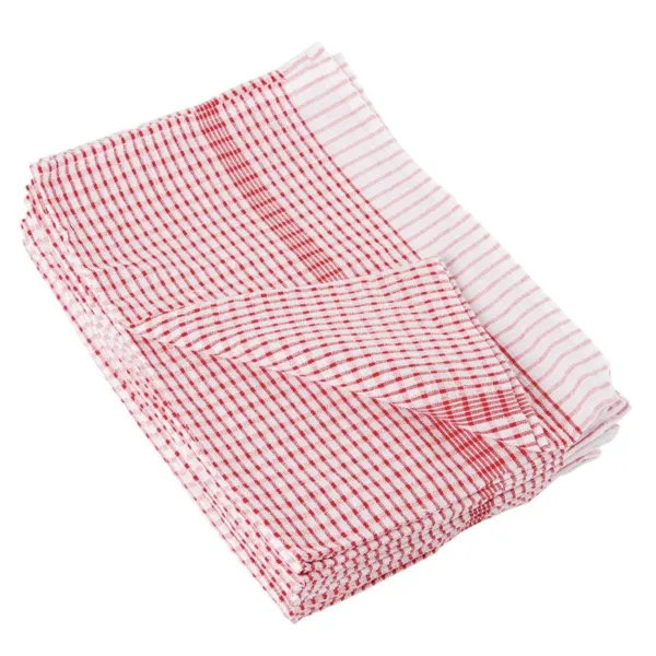 Pano de Prato Vermelho em Poliéster/Algodão - Conjunto de 10