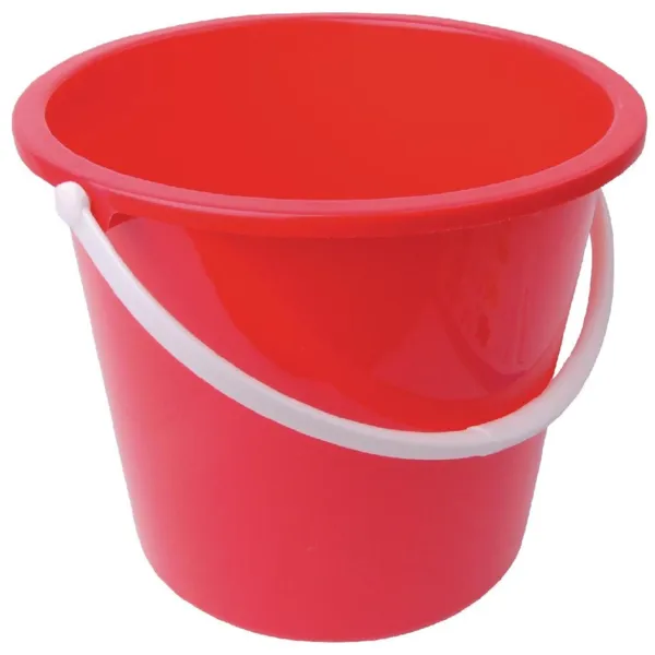 Balde redondo de plástico vermelho de 10 L