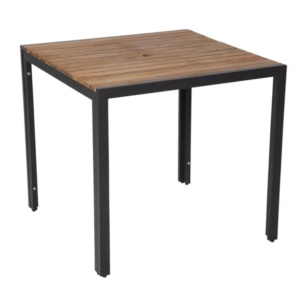 Mesa Quadrada Em Aço E Acácia 80 Cm