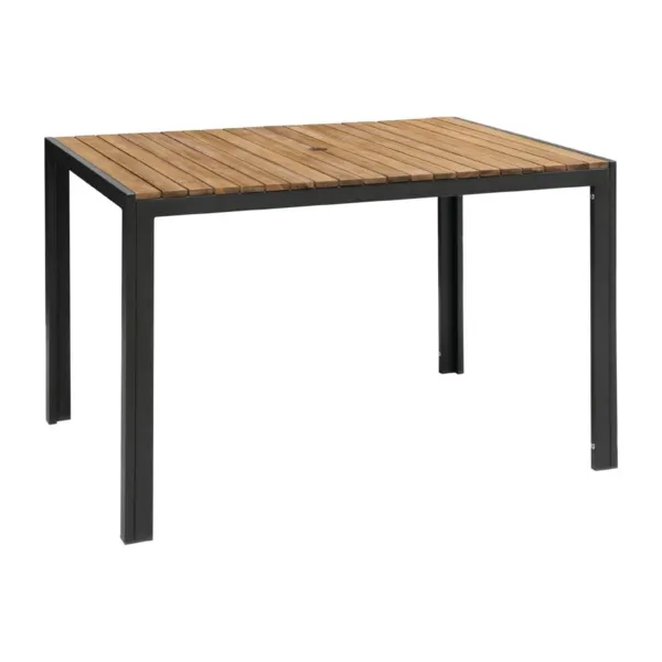 Mesa retangular em aço e acácia - 120 cm