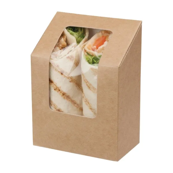 Caixas de Tortilla Kraft Compostáveis com Janela de Acetato Zest - Lote de 500