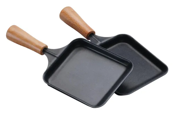 Paela retangular de madeira para raclette