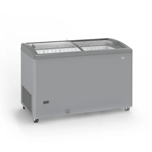 Congelador com Portas de Correr de Vidro em Aço Inoxidável - 400 L