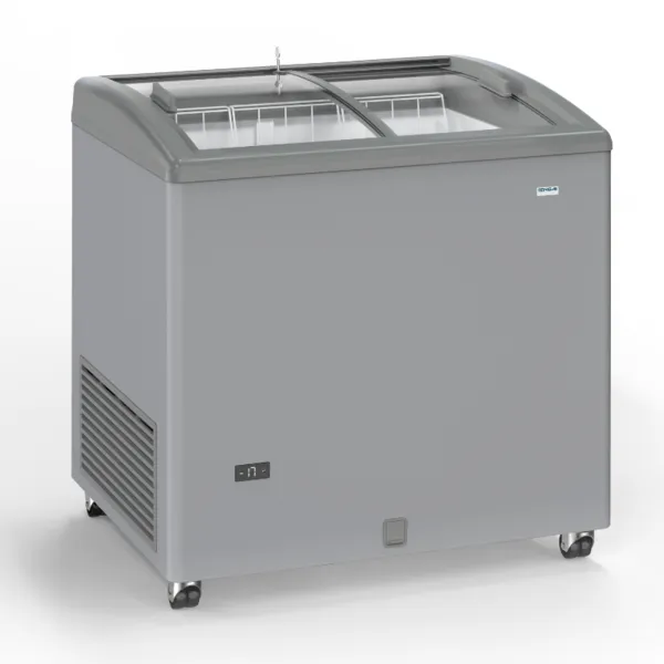 Congelador Aspecto Inox com Portas de Vidro Deslizantes - 170 L - Recondicionado