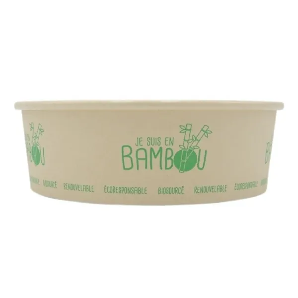 Tigela de salada de bambu - 750 ml - Pacote de 50
