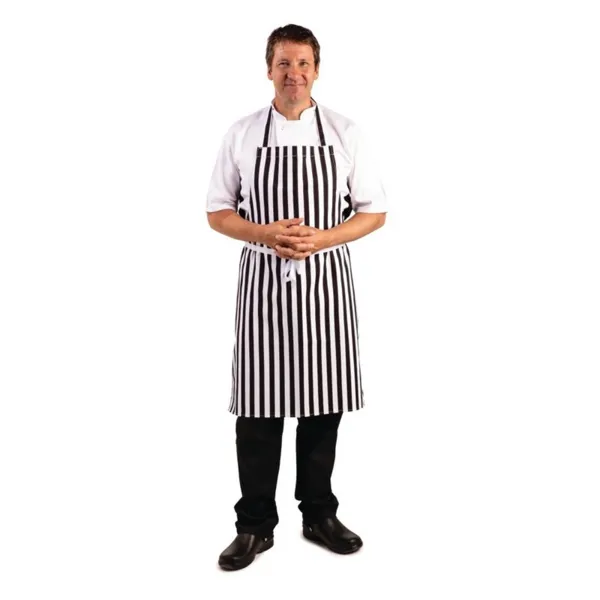 Tablier Bavette Rayé Noir et Blanc - 970 x 710 mm