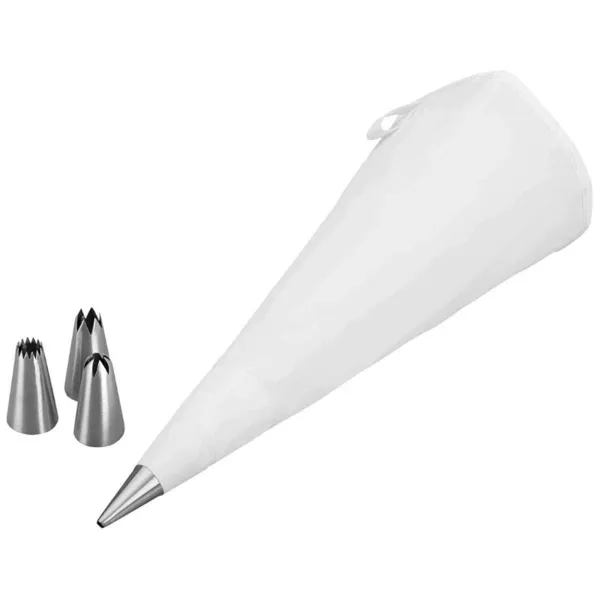 Saco de confeitar de silicone + 4 bicos de aço inoxidável - 30 cm