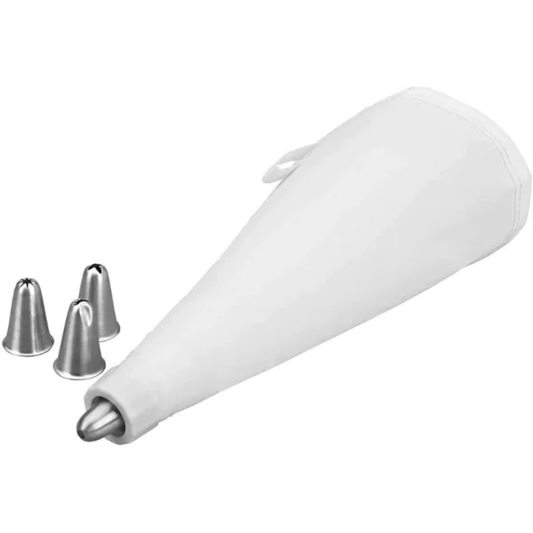 Saco de Confeitar em Silicone + 4 Bicos de Inox - 20 cm